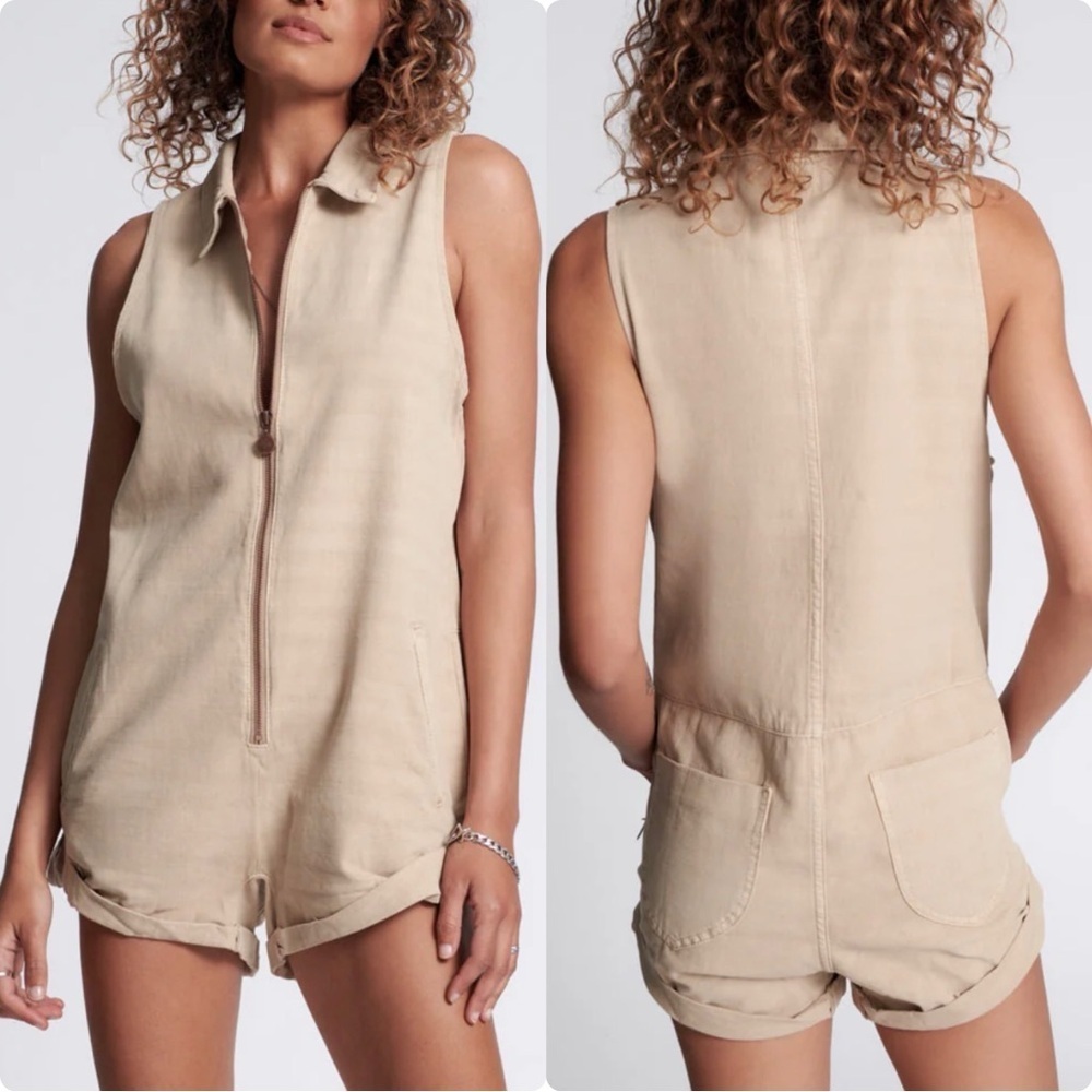 New One Teaspoon Braxton Mini Utility Jumpsuit Playsuit Khaki Stone
